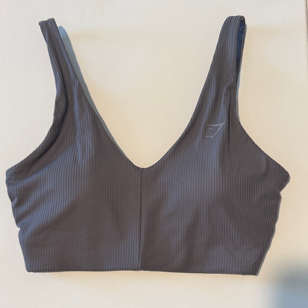 Gymshark Ribbed Vneck Sports Bra In Charcoal Gray Nwot